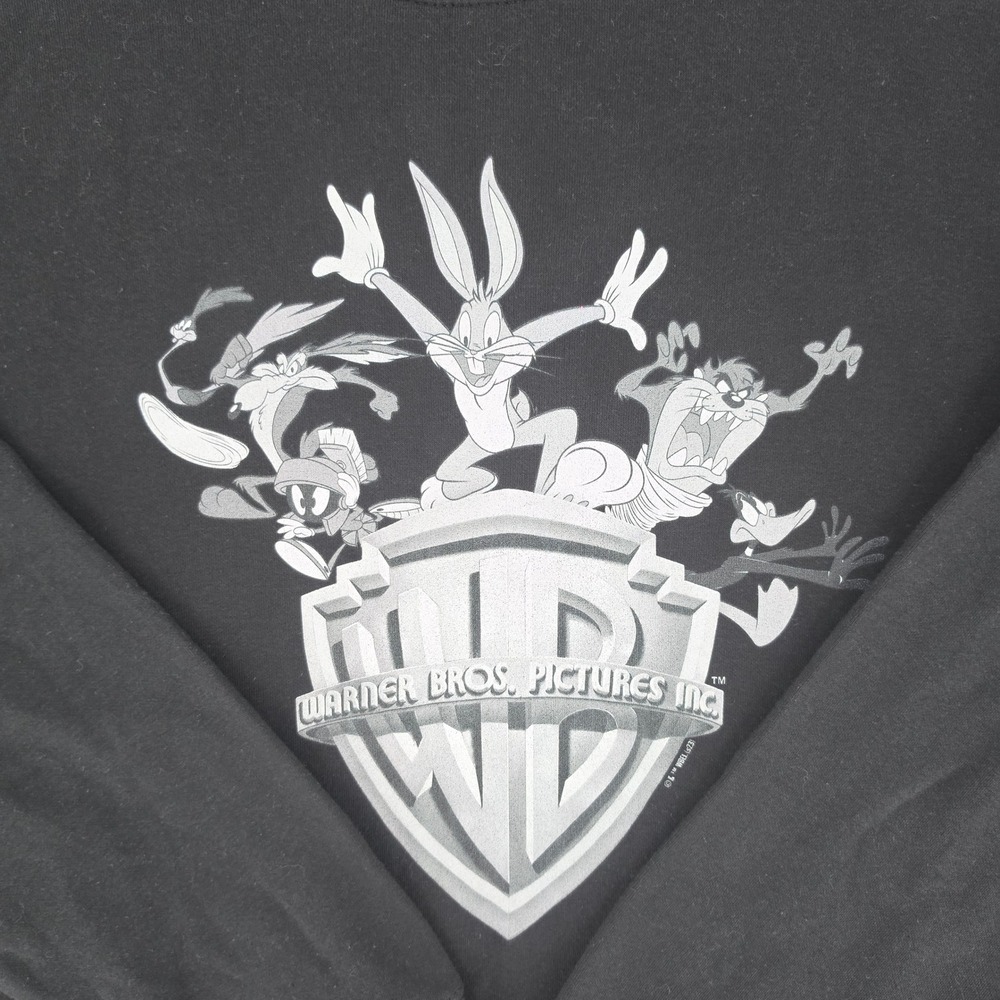 Cotton Heritage Looney Tunes Warner Bros Shield Black Sweatshirt Mens 2X
